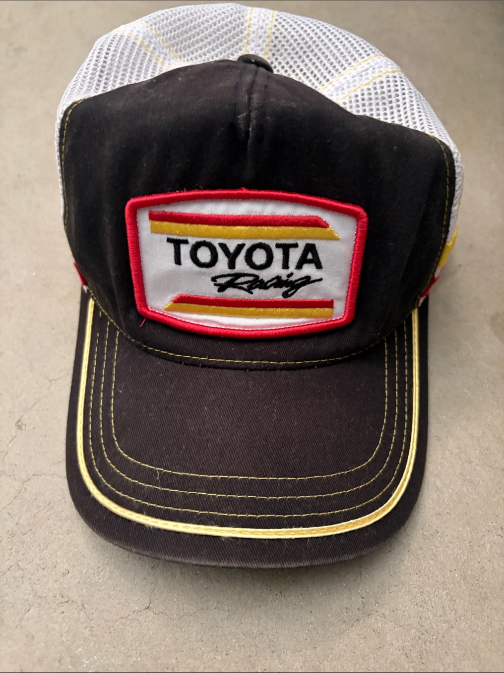 Vintage Toyota Racing Brown and White Mesh Trucker Hat
